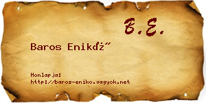 Baros Enikő névjegykártya